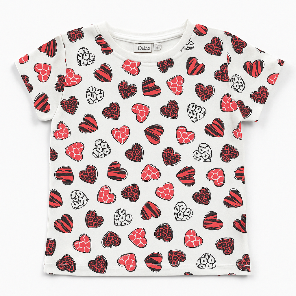 HEARTS ALLOVER T-SHIRT