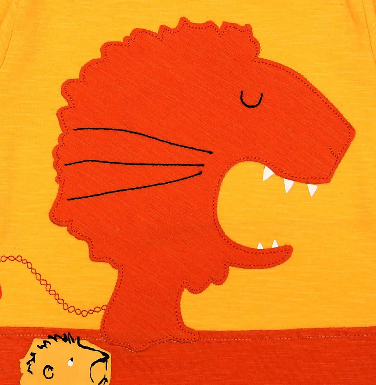 yellow lion appliqué shirt