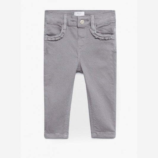 Pocket folded style grey denim pant