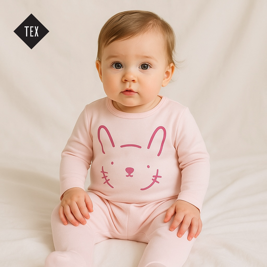 BABY PINK BUNNY PRINT ROMPER