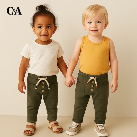 Grey lining button summer trouser
