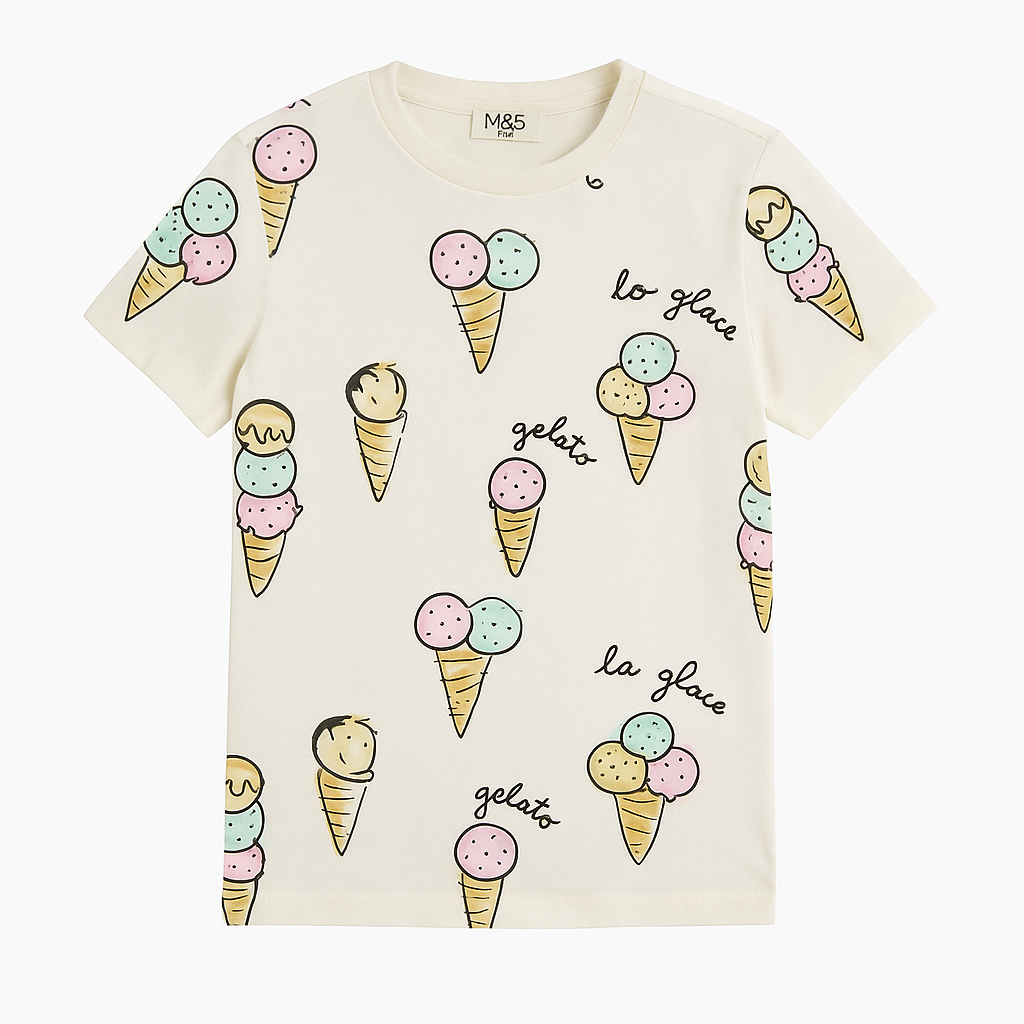 ICE CREAM SCOOP PRINT T-SHIRT