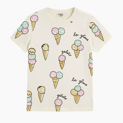 ICE CREAM SCOOP PRINT T-SHIRT