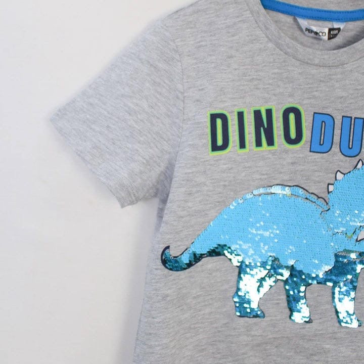 Dino dude shiny embroidery t-shirt