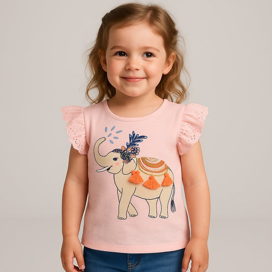 Elephant embroidery t-shirt