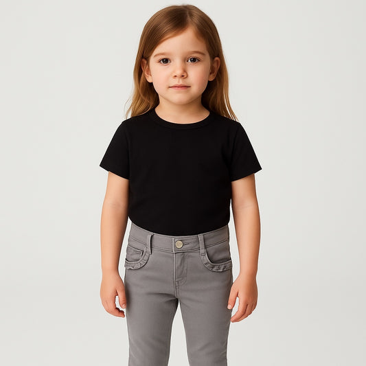 Pocket folded style grey denim pant