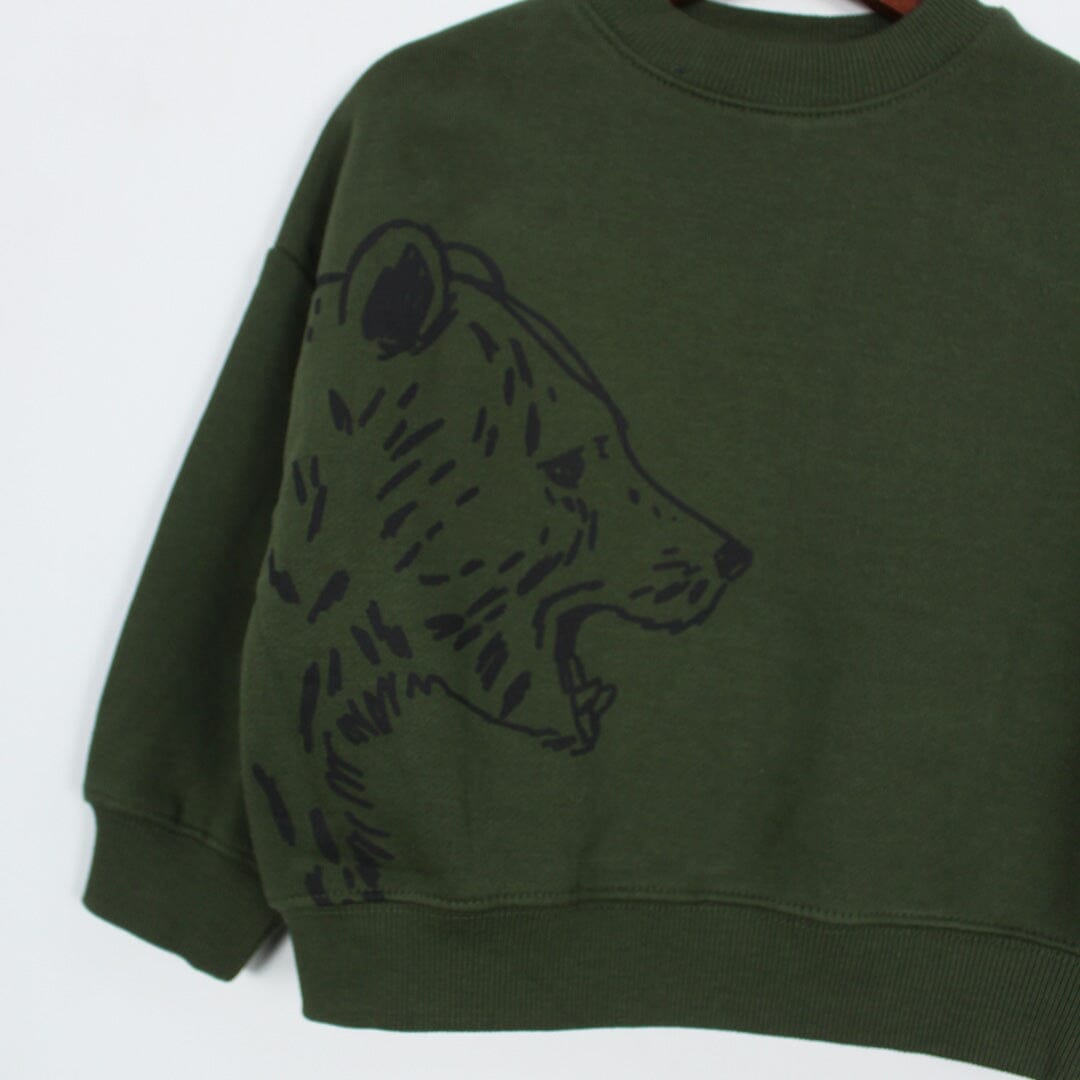 BEAR PRINT DROP SHOULDER SWEATSHIRT