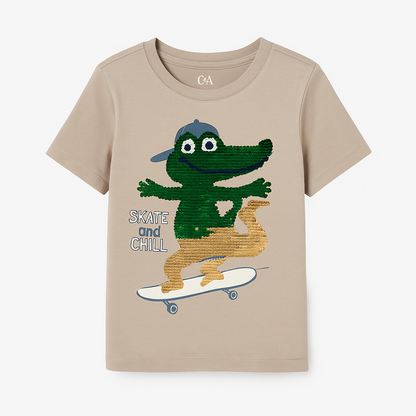 SKATE AND CHILL FLIP EMBROIDERY T-SHIRT