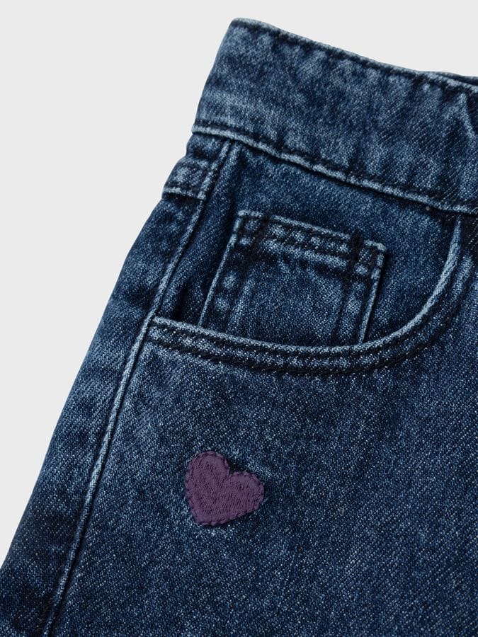 HEART EMBROIDERY DENIM PANT