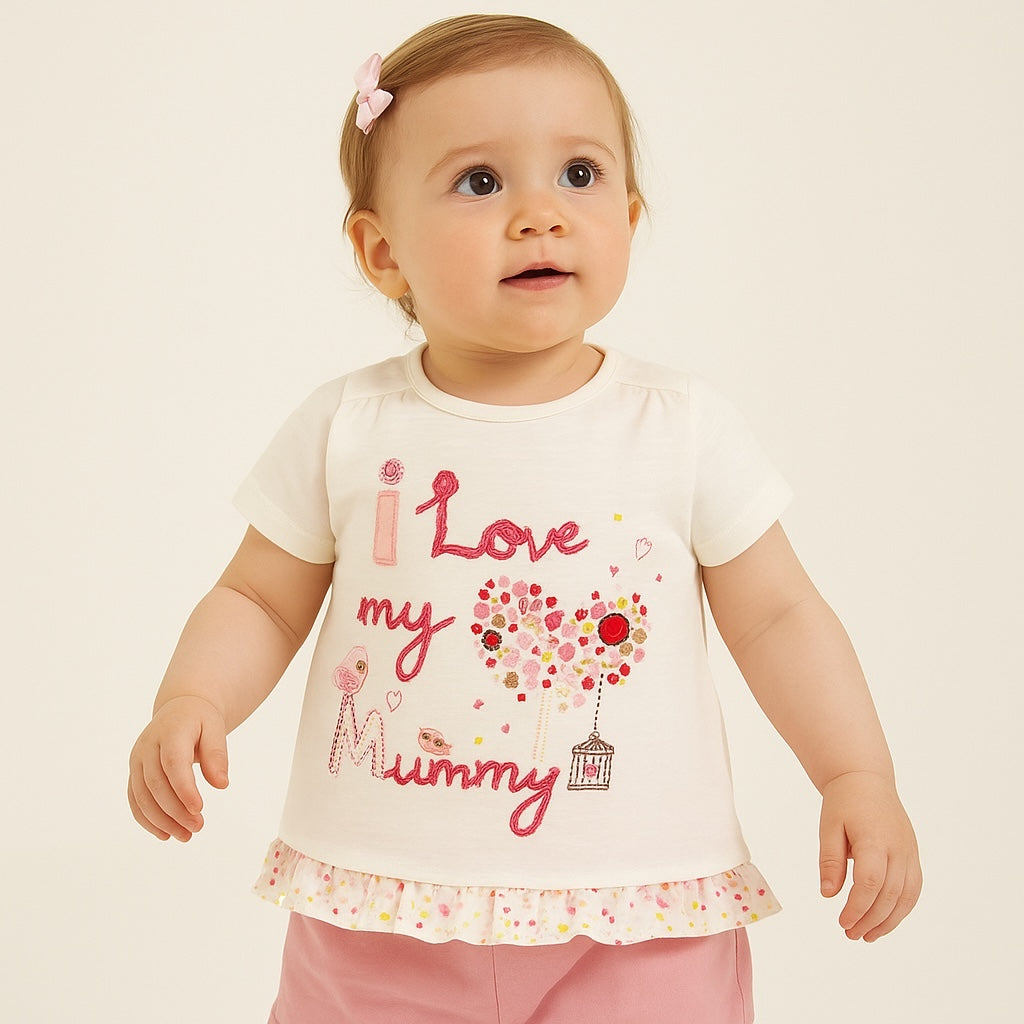 I LOVE MY MUMMY EMBROIDERY T-SHIRT