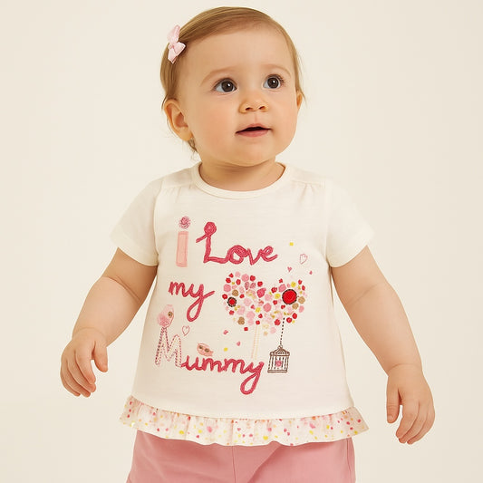 I LOVE MY MUMMY EMBROIDERY T-SHIRT