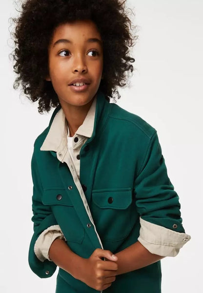 GREEN STRETCHABLE WINTER CASUAL SHIRT