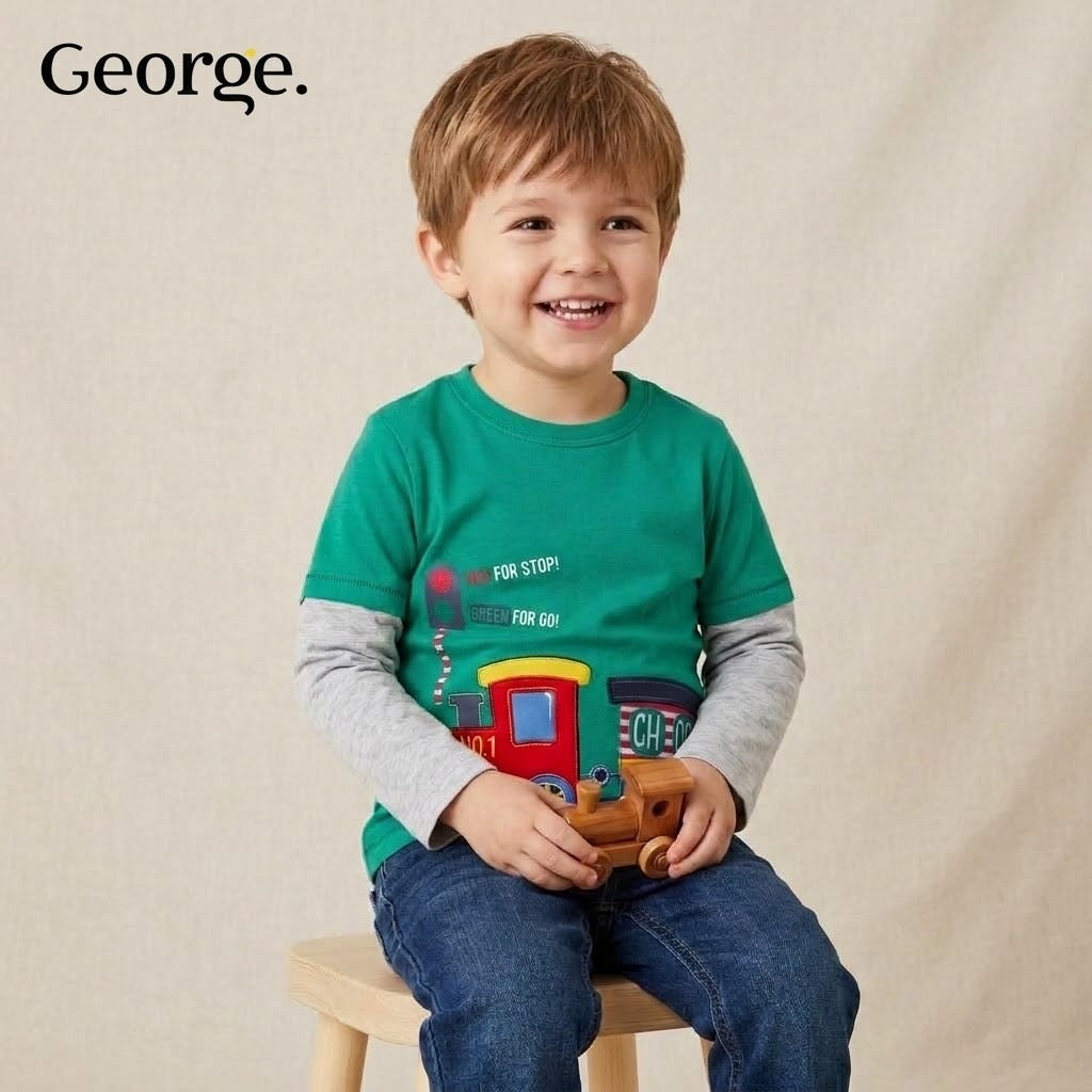 TRAIN THEME GREEN T-SHIRT