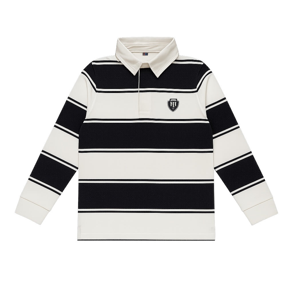 BLACK AND WHITE STRIPE POLO SHIRT