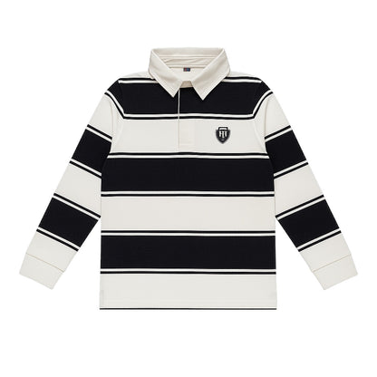 BLACK AND WHITE STRIPE POLO SHIRT