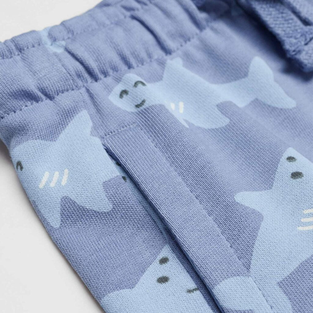 Shark print blue shorts