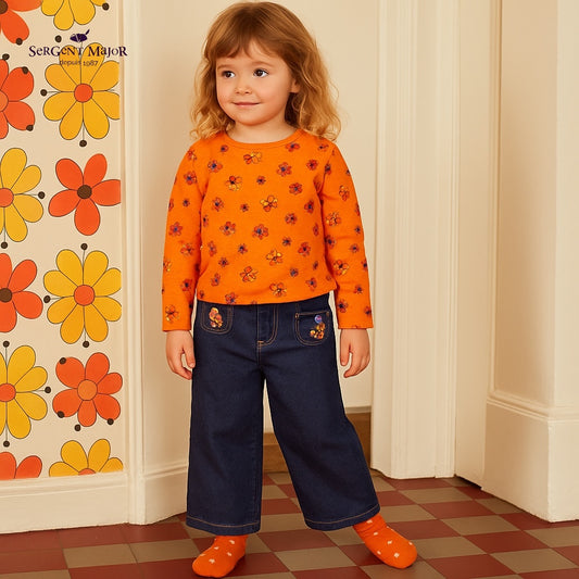 SM embroidery denim pant