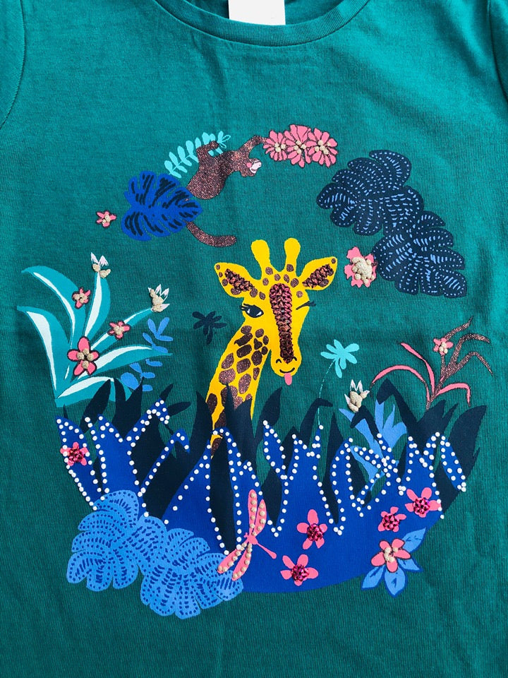 GIRAFFE MOTIFS EMBROIDERY T-SHIRT