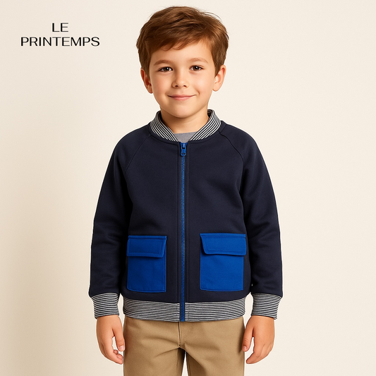 BASEBALL ZIPPER JACKET NAVY BLUE