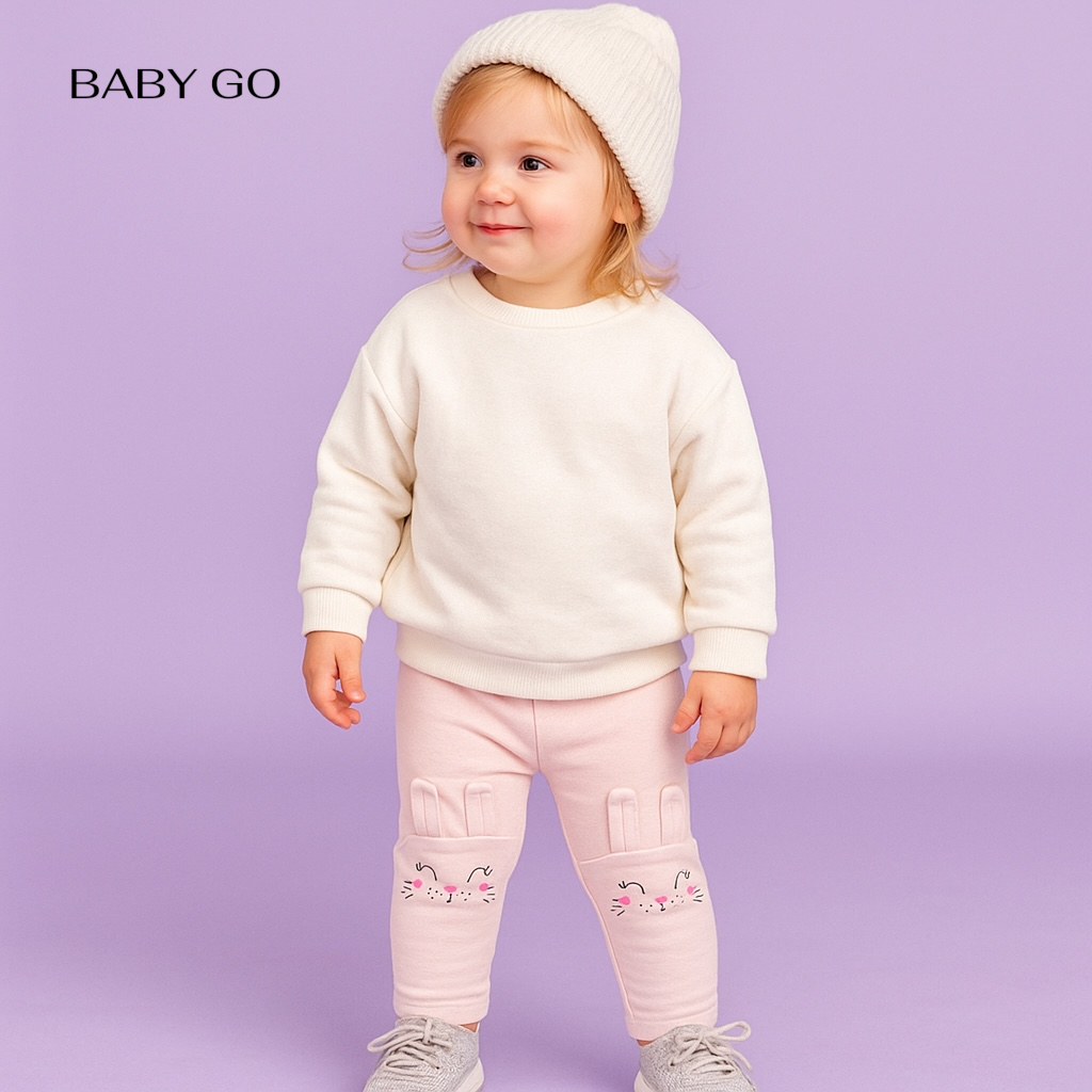 KITTY APPLIQUE PINK THICK FABRIC TROUSER