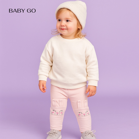 KITTY APPLIQUE PINK THICK FABRIC TROUSER