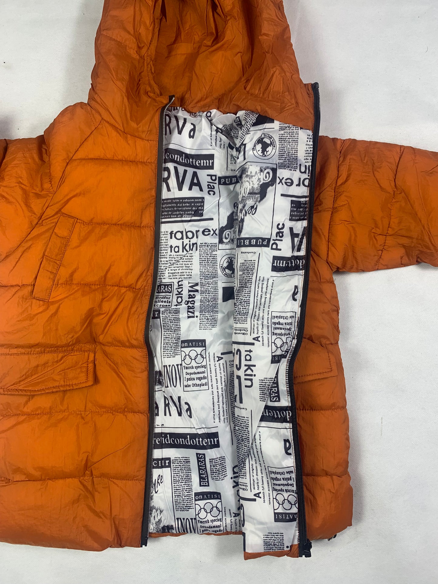 Monster hooded puffer jacket orange