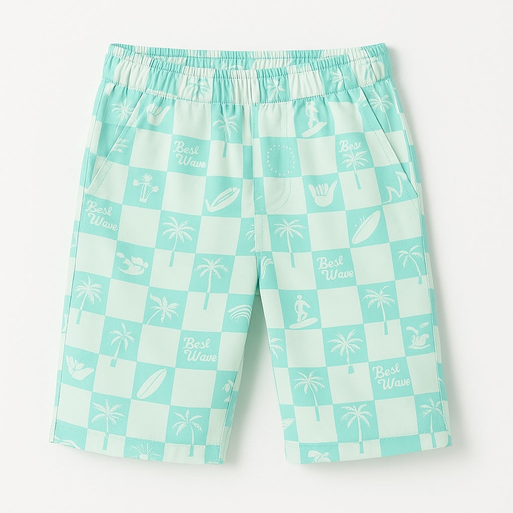 CHECK PRINT BERMUDA COTTON SHORTS