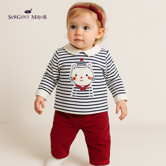 FLEECE STRIPE COLLAR T-SHIRT