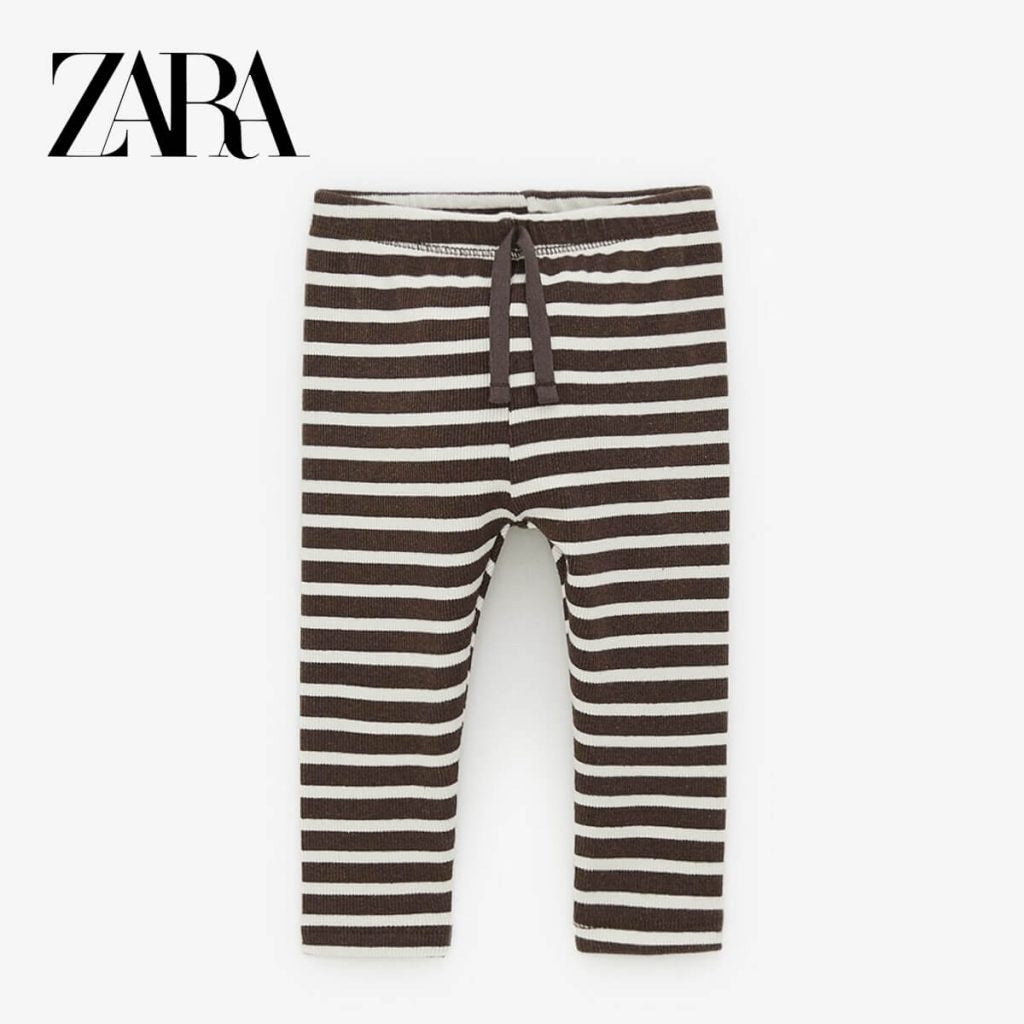 RIBBED CREAM AND BROWN STRIPE TROUSER