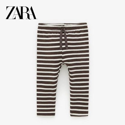 RIBBED CREAM AND BROWN STRIPE TROUSER