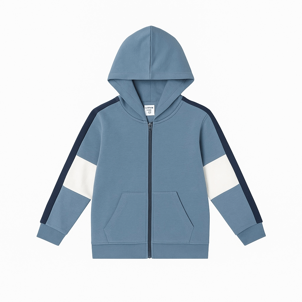 STRIPE STYLE ZIPPER HOOD