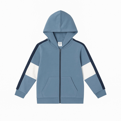 STRIPE STYLE ZIPPER HOOD