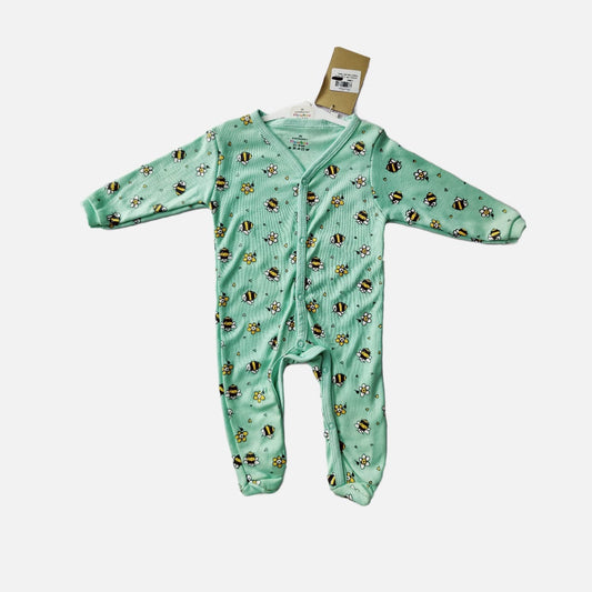 Bee happy green full romper with cap