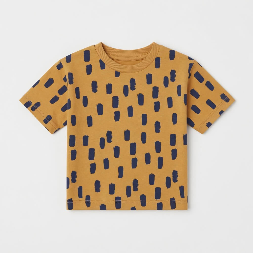 PRINTED BROWN DROP SHOULDER T-SHIRT
