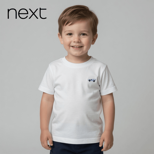 CAR EMBROIDERY WHITE T-SHIRT