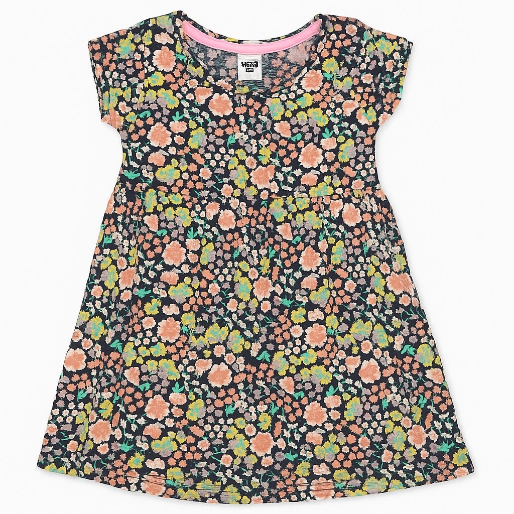 Floral multi color half sleeves frock