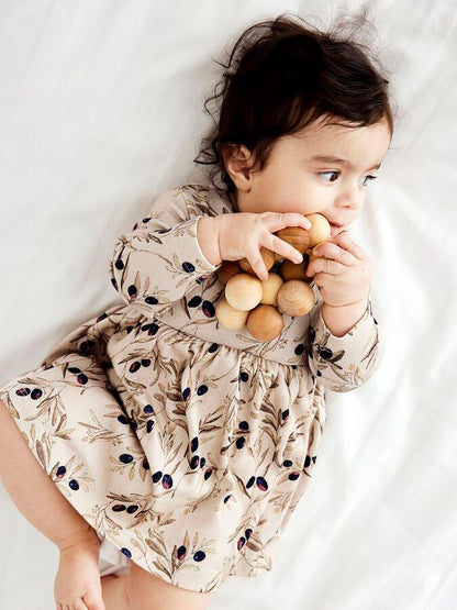 OLIVE FLOWER SOFT FABRIC FROCK