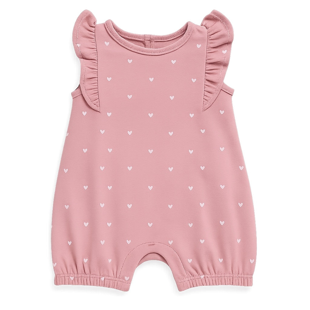 FLARE STYLE HEARTS ROMPER BABY PINK