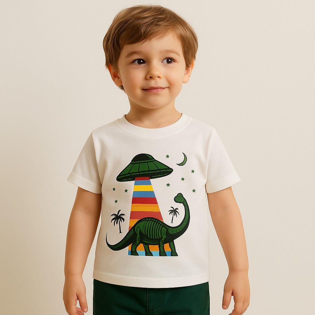 Dino Space white t-shirt