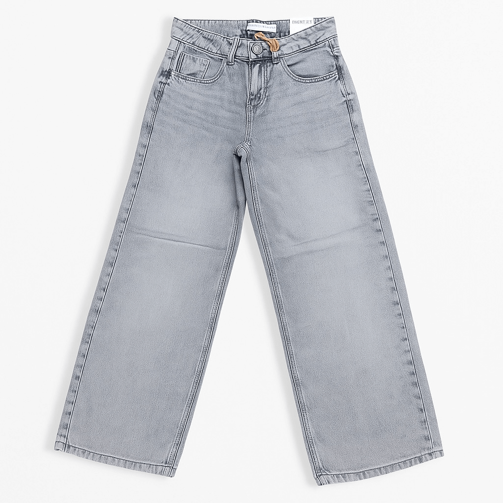 GREY LOOSE BOTTOM DENIM PANT