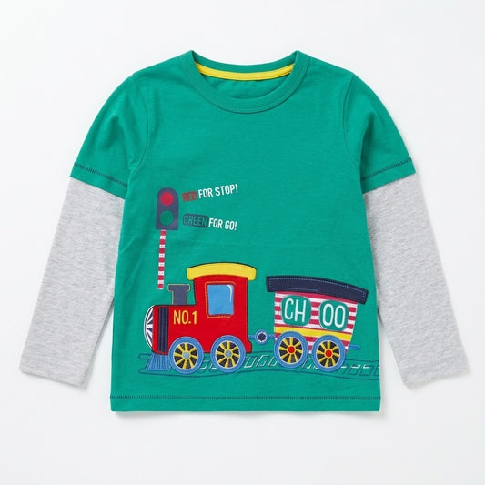 TRAIN THEME GREEN T-SHIRT
