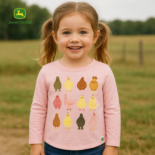 CHICKEN GLITTER PRINT LIGHT PINK T-SHIRT