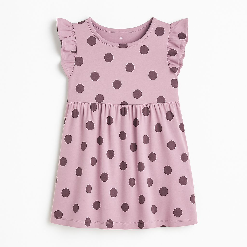 LIGHT PURPLE POLKA COTTON FROCK