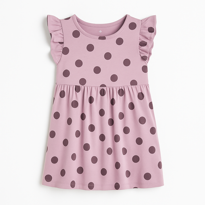 LIGHT PURPLE POLKA COTTON FROCK