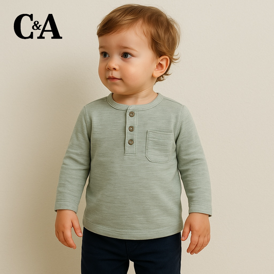 BUTTON DOWN GREYISH GREEN T-SHIRT