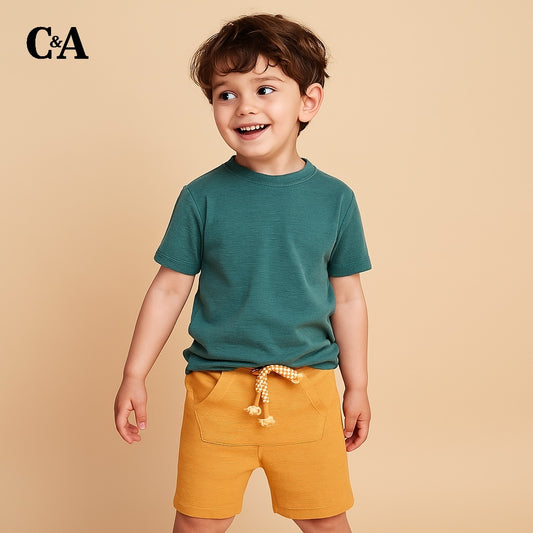 Light orange kangaroo pocket shorts