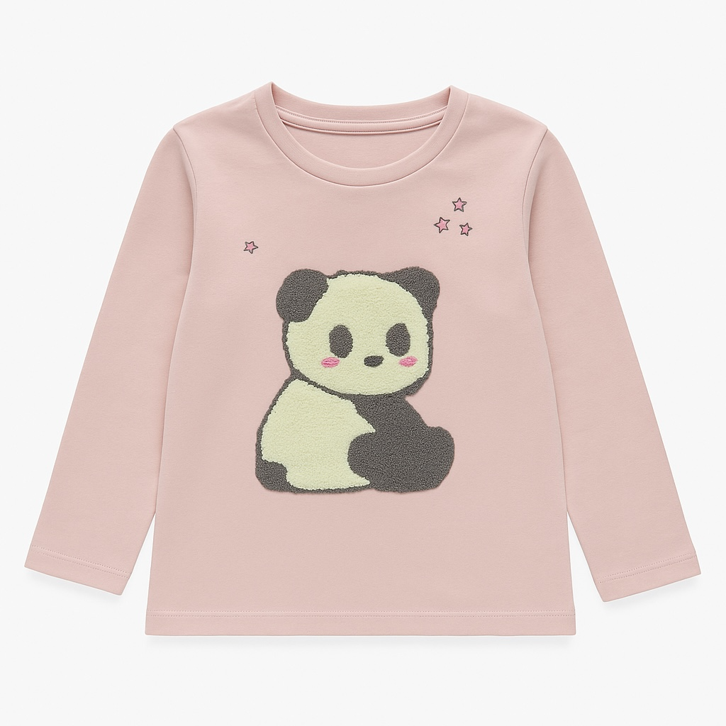 PANDA APPLIQUE PINK T-SHIRT