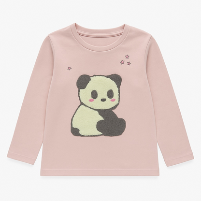 PANDA APPLIQUE PINK T-SHIRT