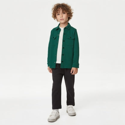 GREEN STRETCHABLE WINTER CASUAL SHIRT