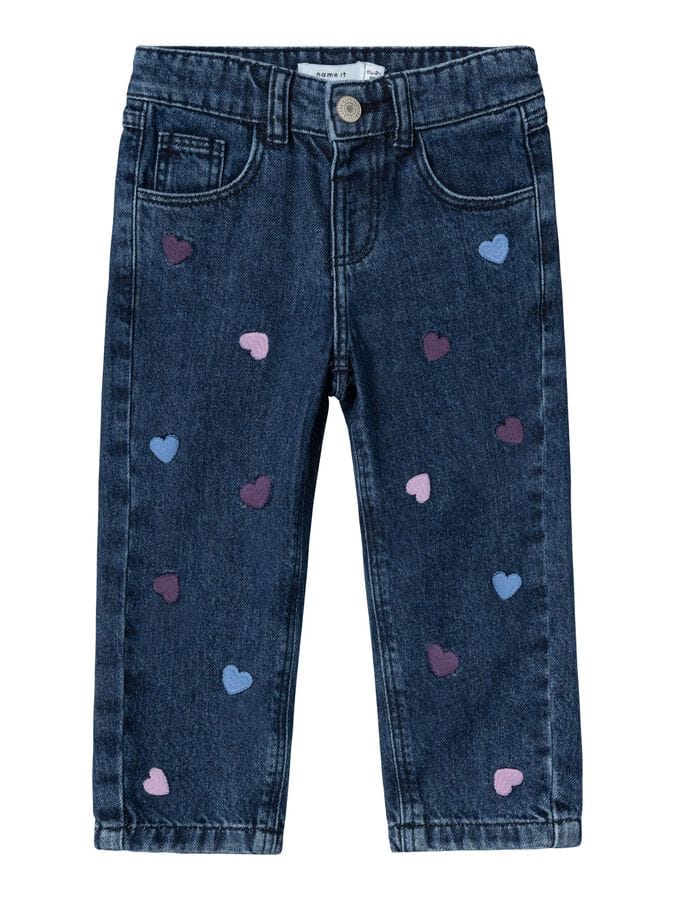 HEART EMBROIDERY DENIM PANT